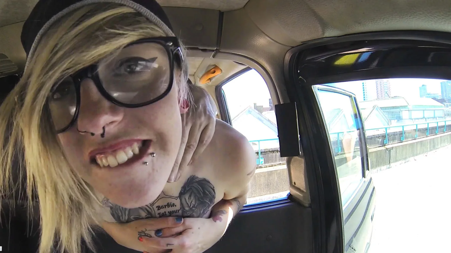 Blonde with glasses and big tattoos - Fake Taxi - 1091061