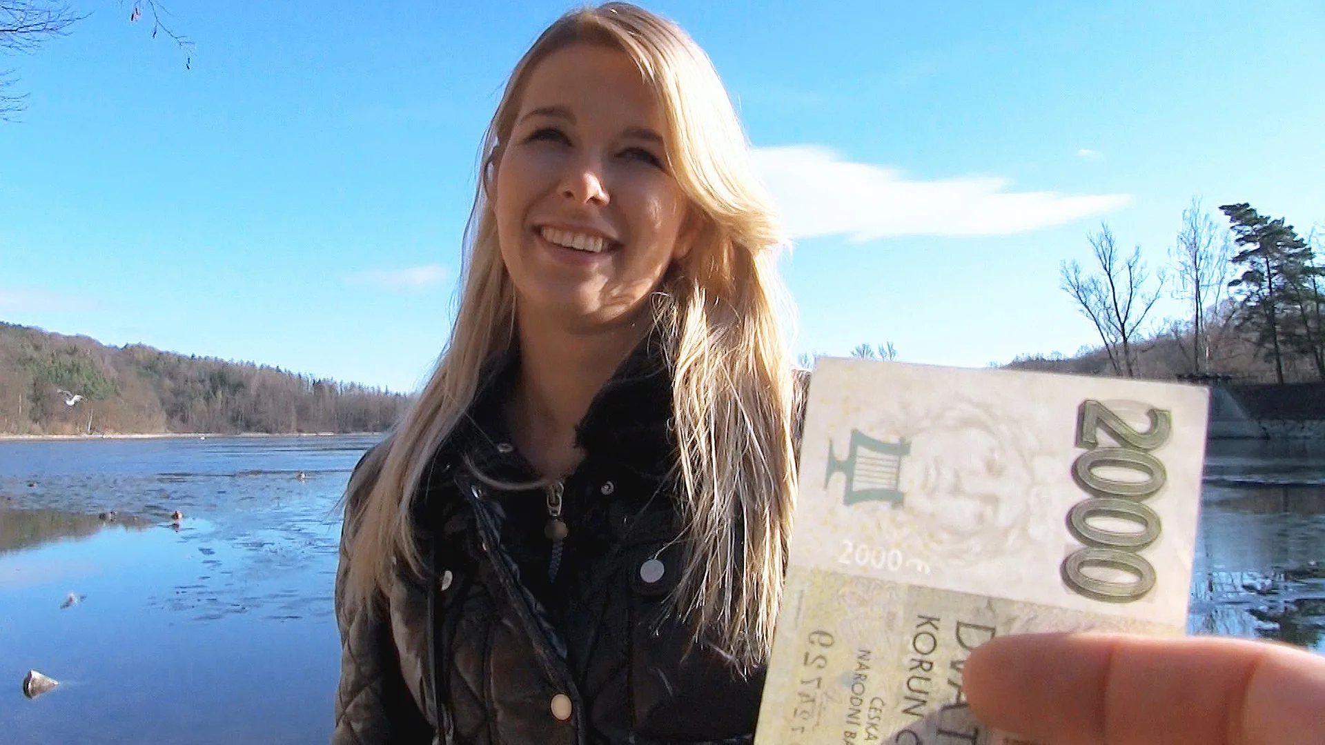 Euro Blonde Bangs Outdoors - Public Pickups - 1125812