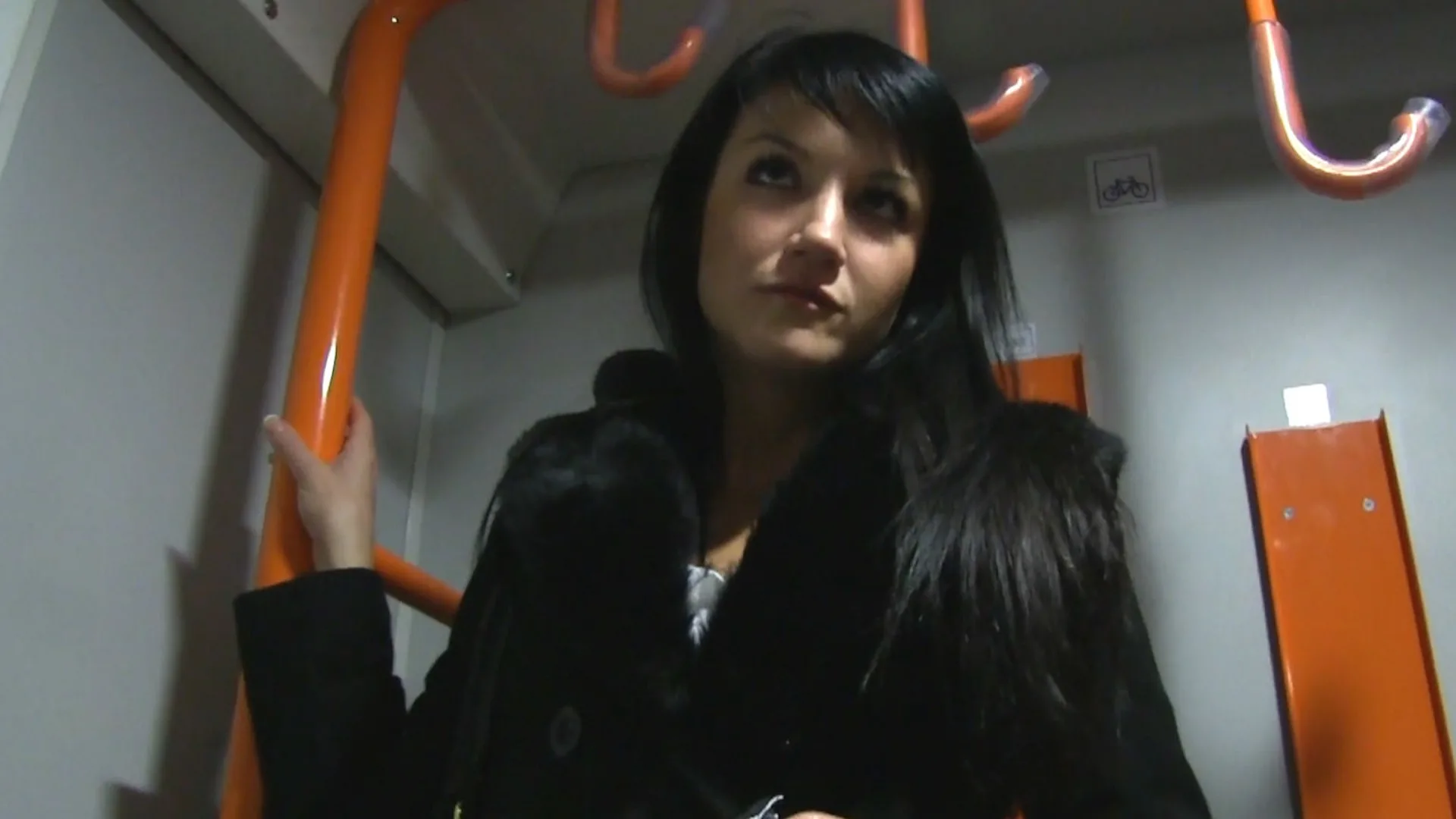 Raven Haired Hottie Gets A Hot Cumshot On A Speeding Train - Public Agent - 1123309